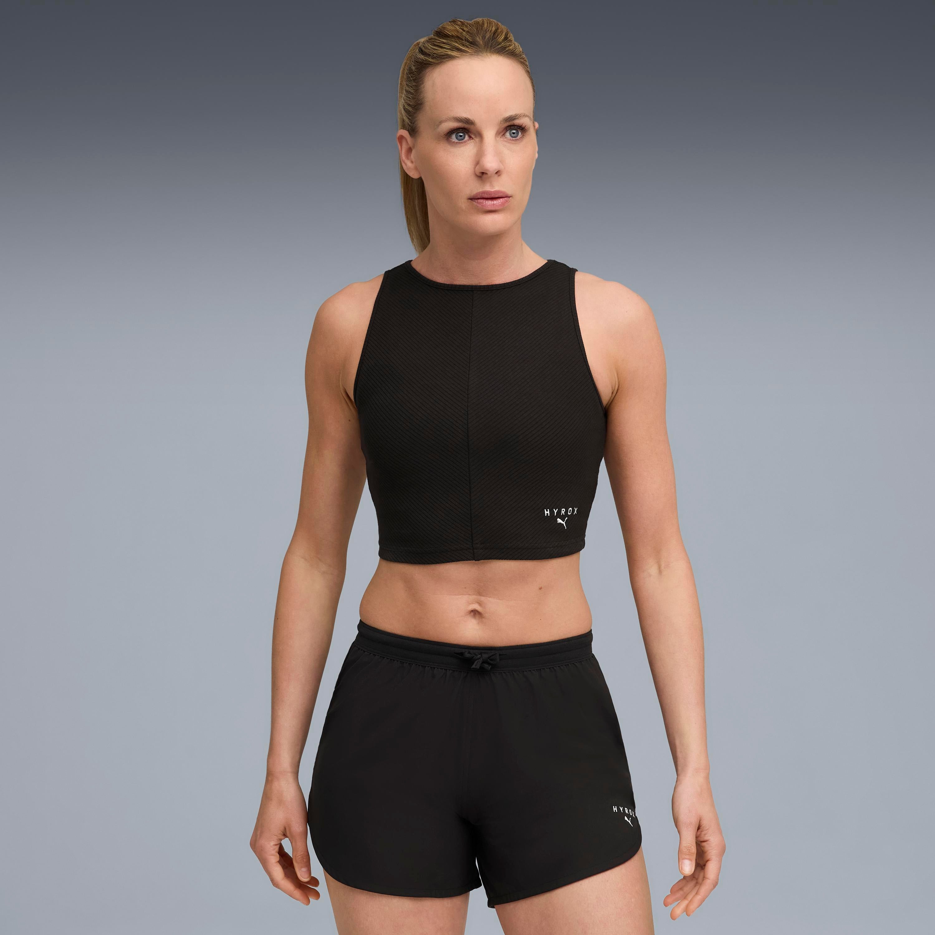 W Puma X Hyrox Rib Crop Tank Puma Black