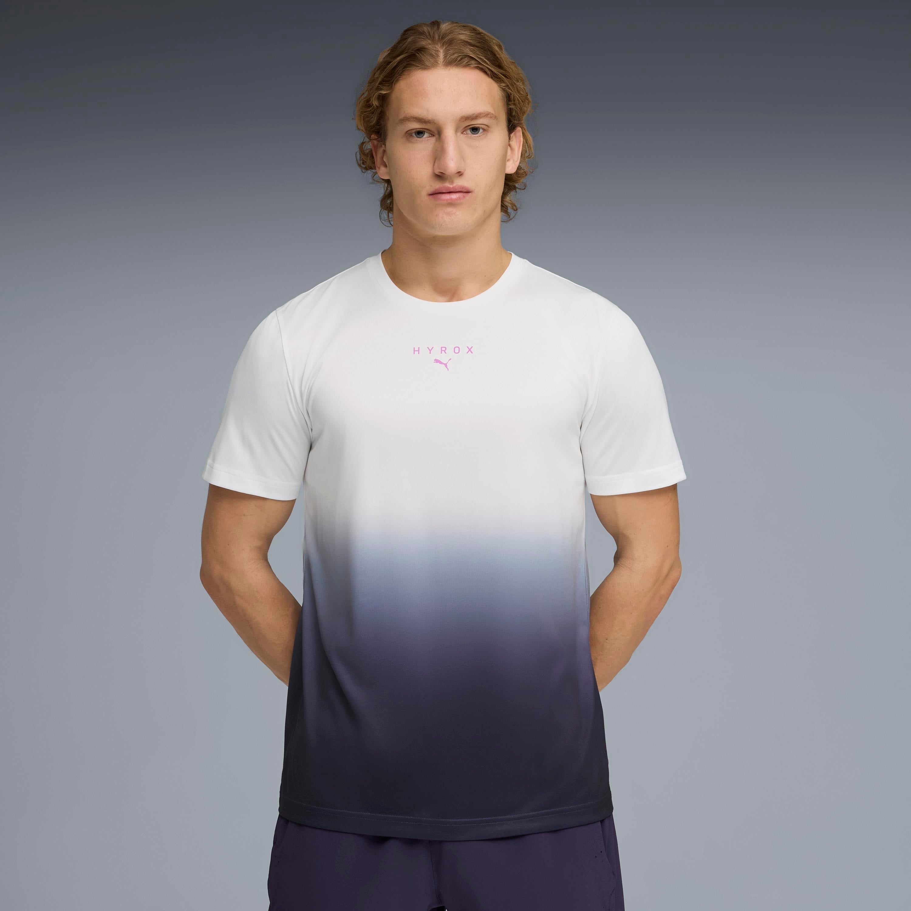 M Puma X Hyrox Poly Graphic Tee Puma White Deep Plum