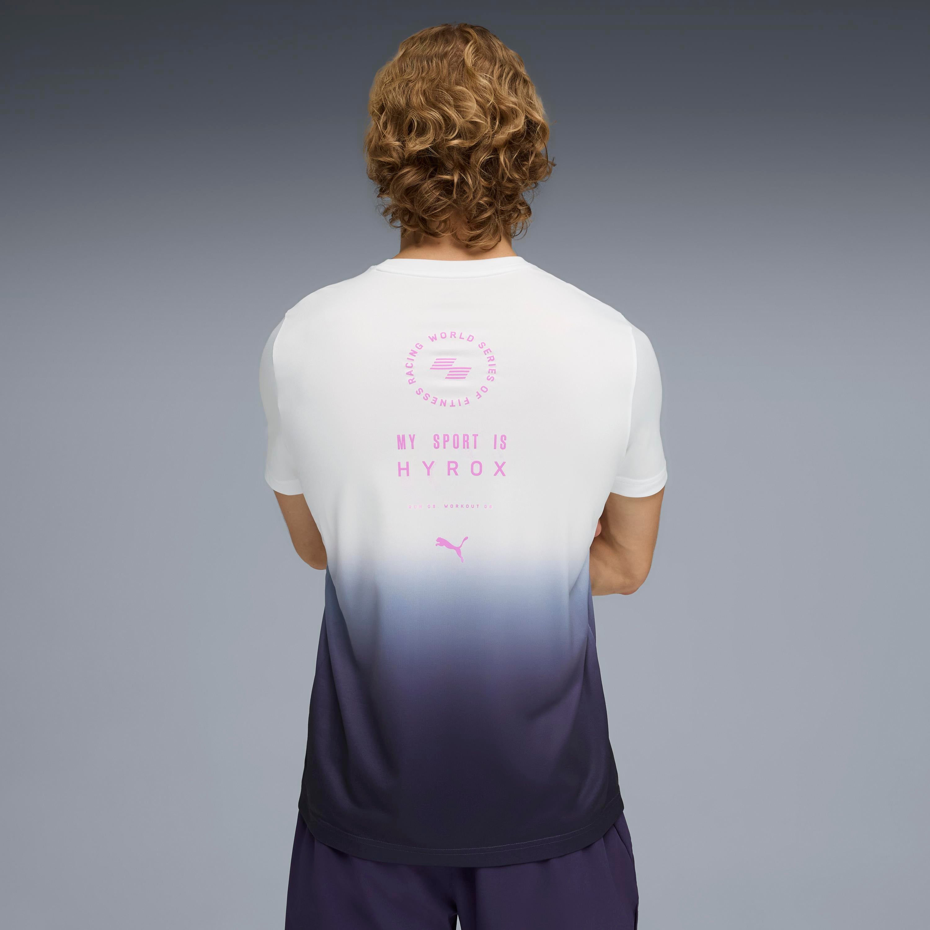 M Puma X Hyrox Poly Graphic Tee Puma White Deep Plum