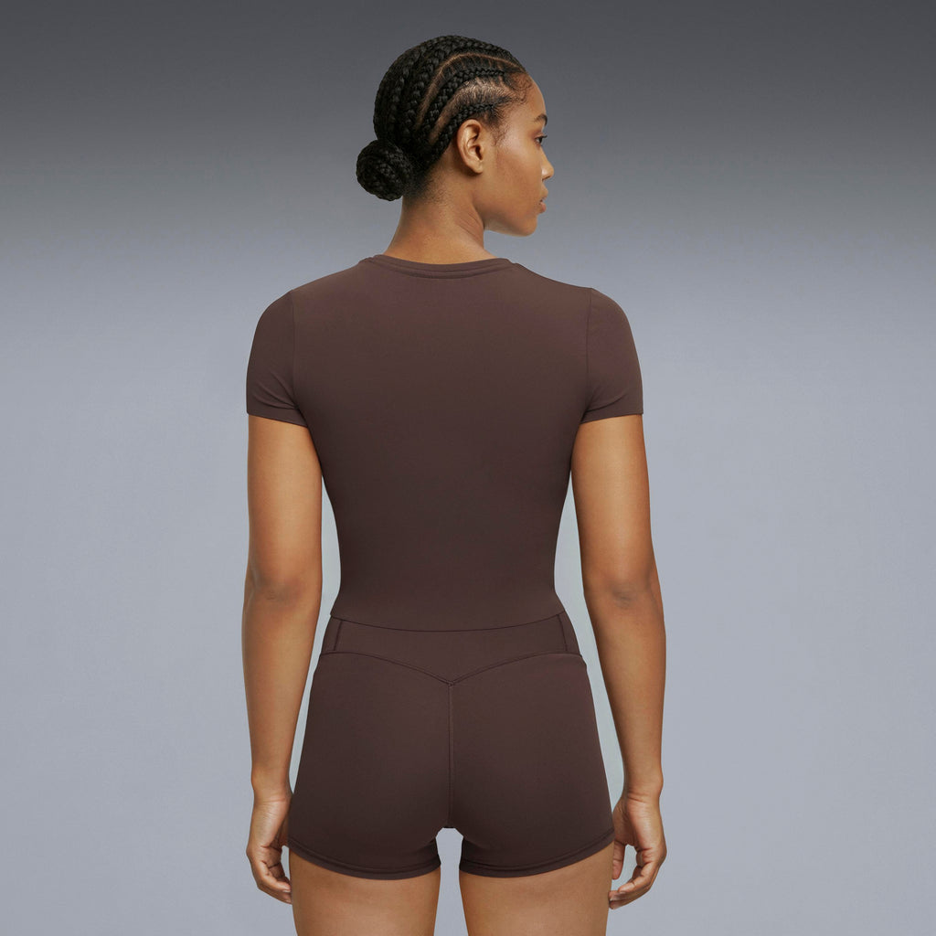 W Puma X Hyrox Shapeluxe Ss Crop Tee Chocolate Brown
