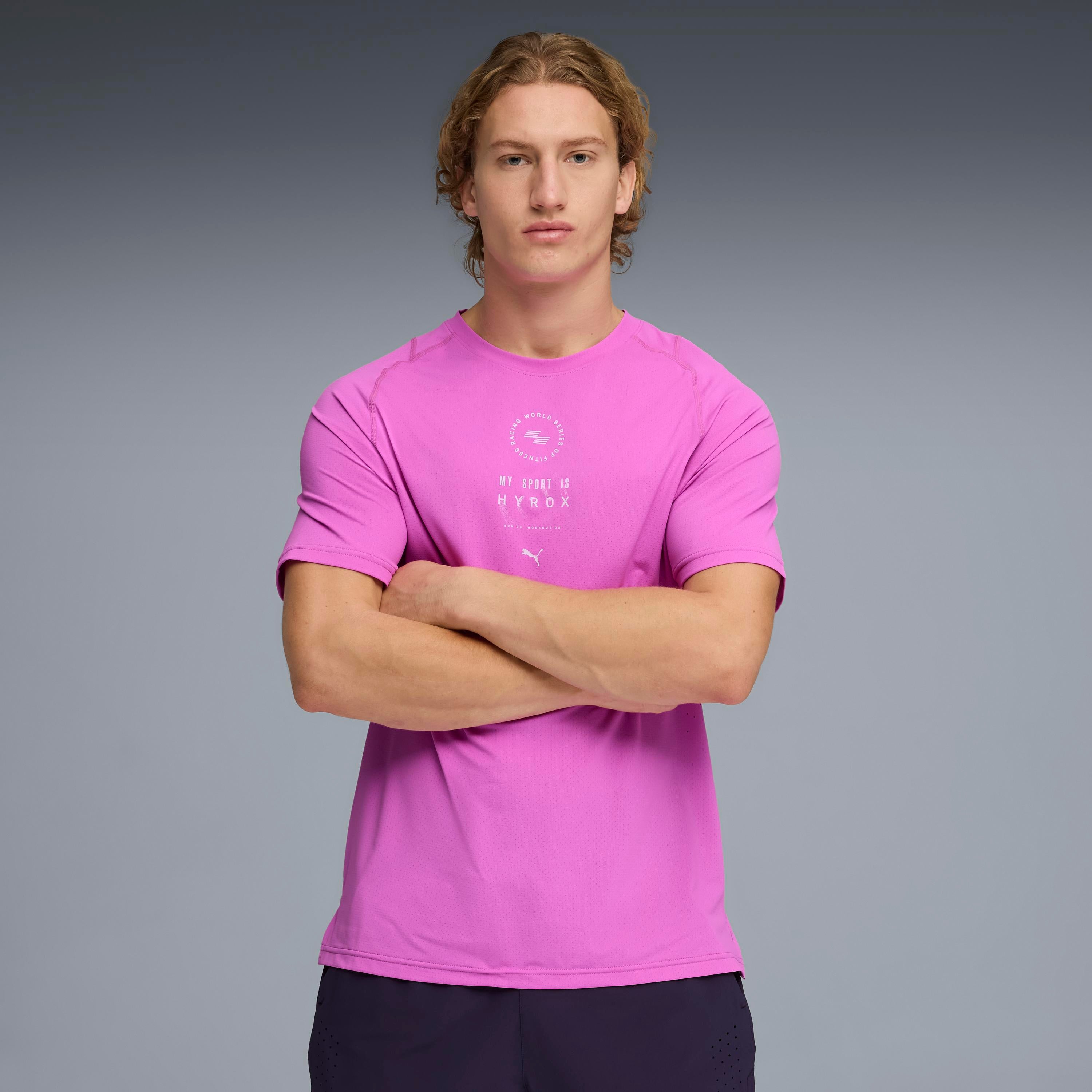 M Puma X Hyrox Dryelite Training Tee Electric Orchid