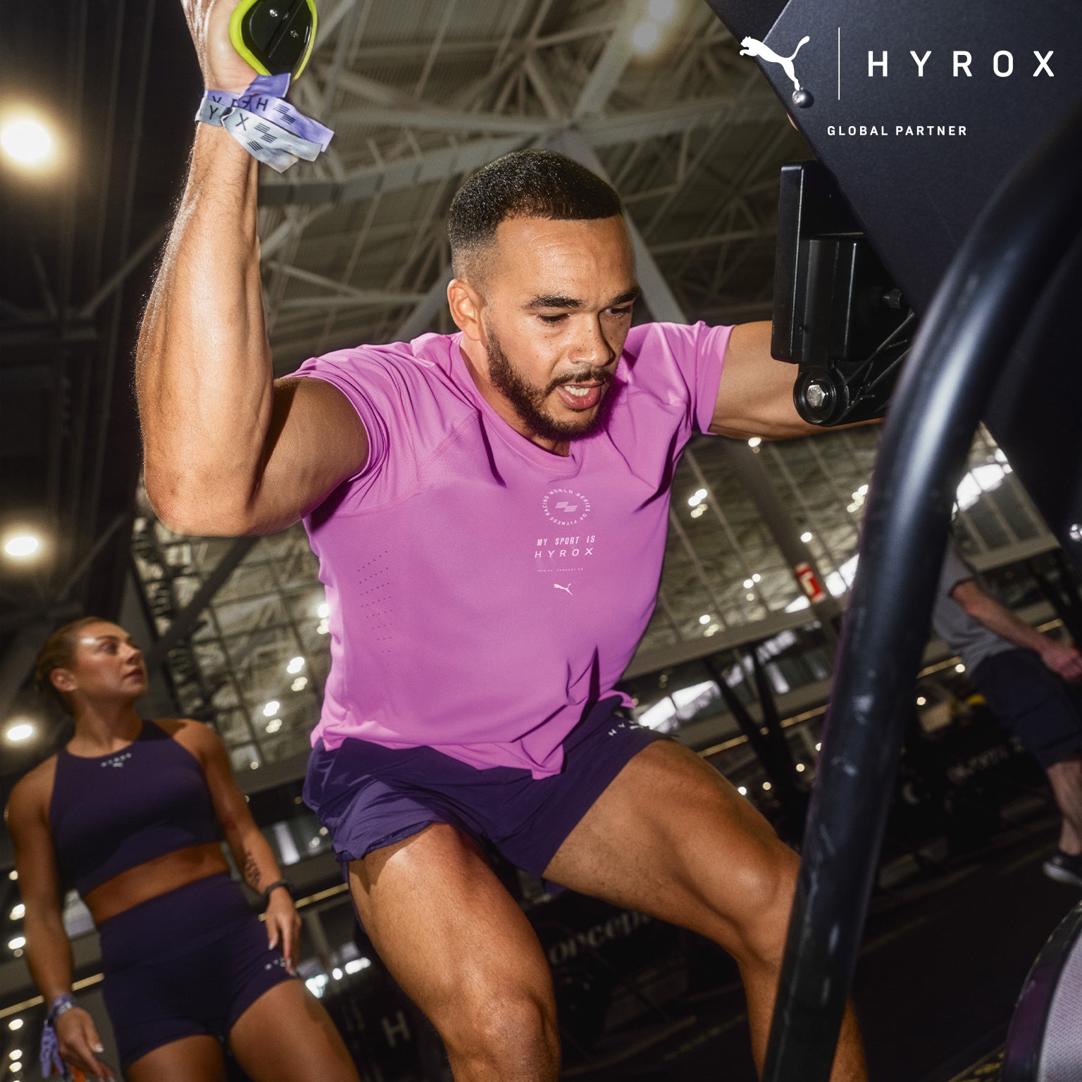 M Puma X Hyrox Dryelite Training Tee Electric Orchid