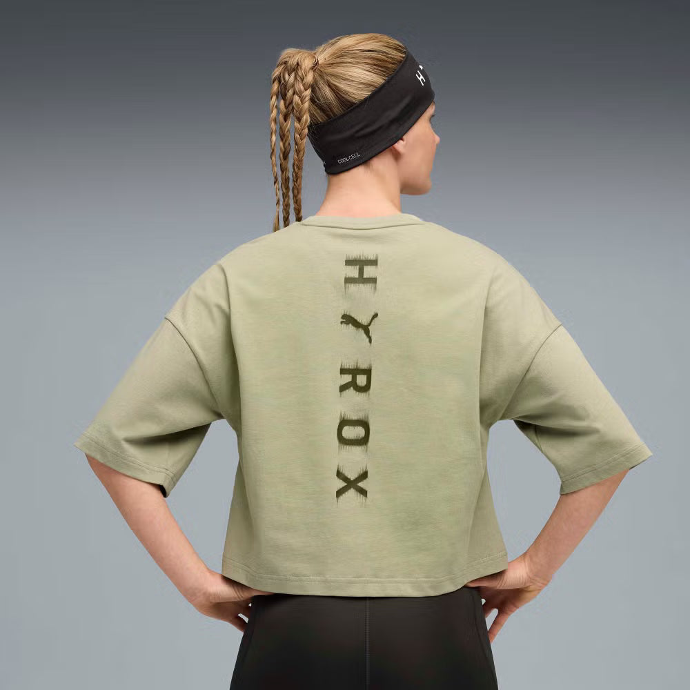 Womens PUMA x HYROX CROPPED LIFESTYLE TEE - Green